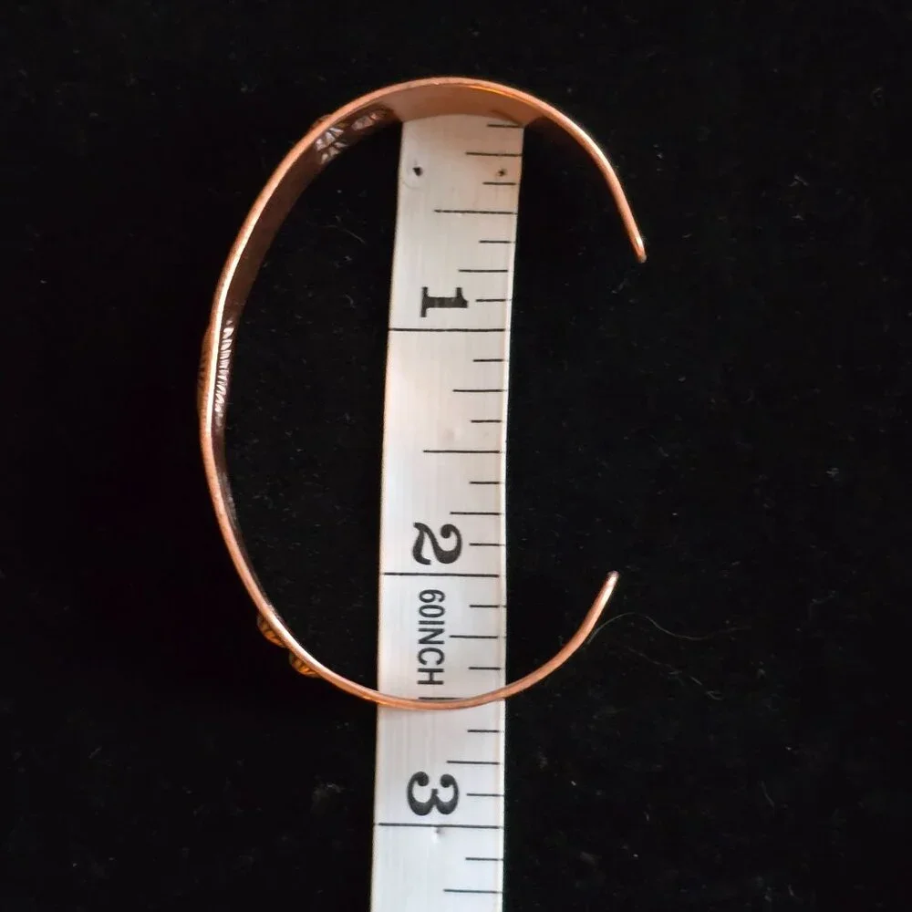 VTG Bell Trading Post Copper Cuff Bracelet Etched Thunderbird Tribal Arrow 1940s - Picture 7 of 8